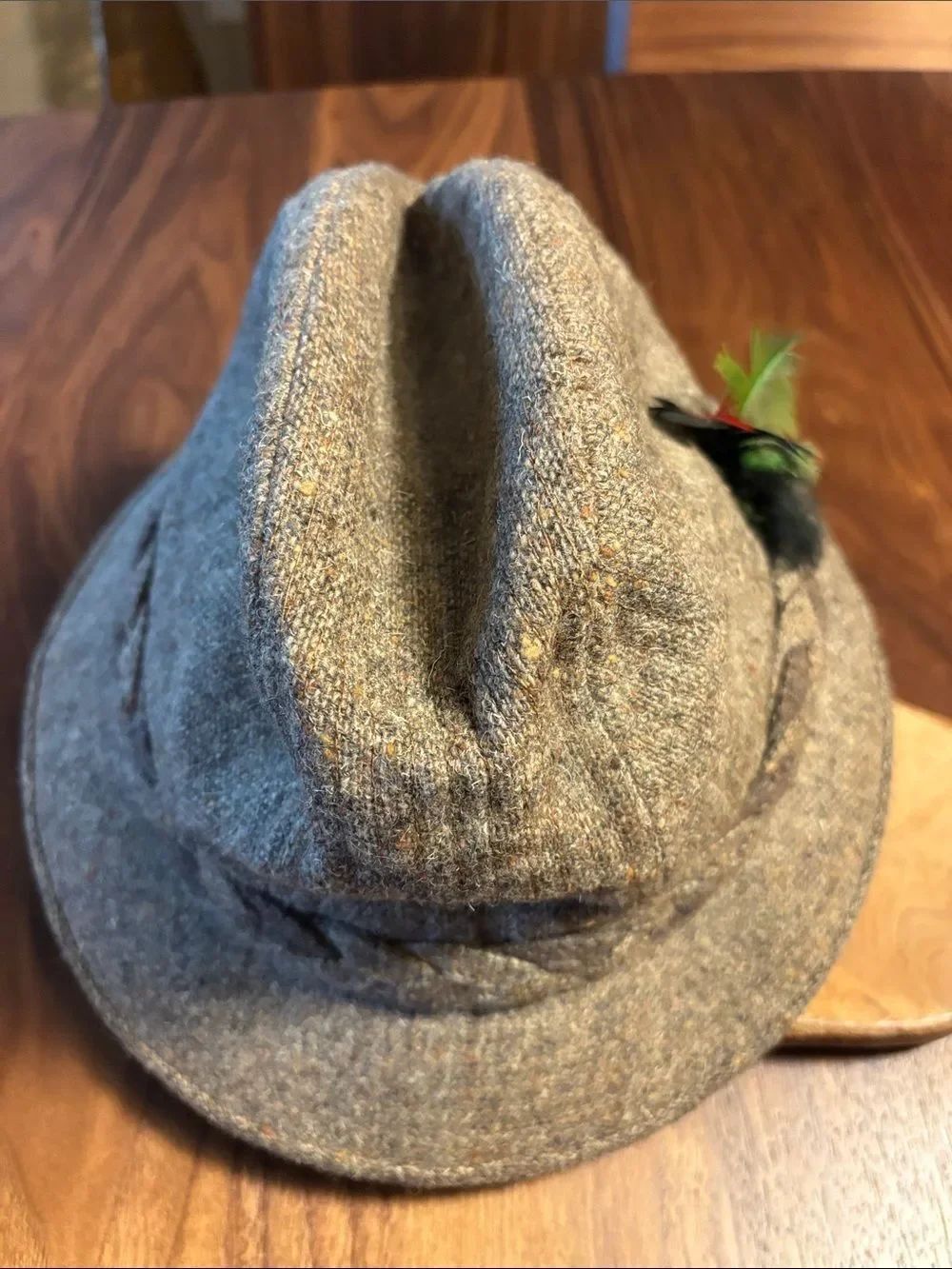 Vintage Stetson Wool Tweed Fedora in Brown and Gray with Satin Lining